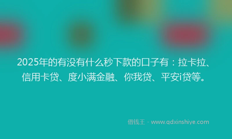 2025年的有没有什么秒下款的口子有：拉卡拉、信用卡贷、度小满金融、你我贷、平安i贷等。