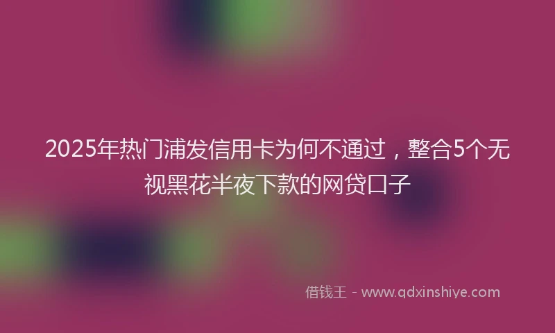 2025年热门浦发信用卡为何不通过，整合5个无视黑花半夜下款的网贷口子