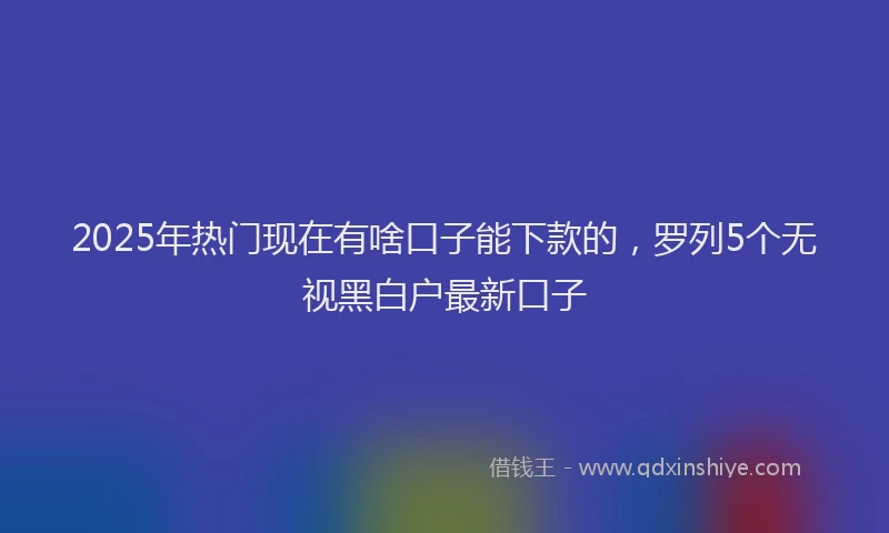 2025年热门现在有啥口子能下款的，罗列5个无视黑白户最新口子