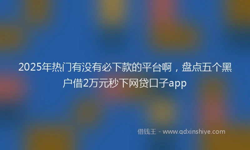 2025年热门有没有必下款的平台啊，盘点五个黑户借2万元秒下网贷口子app