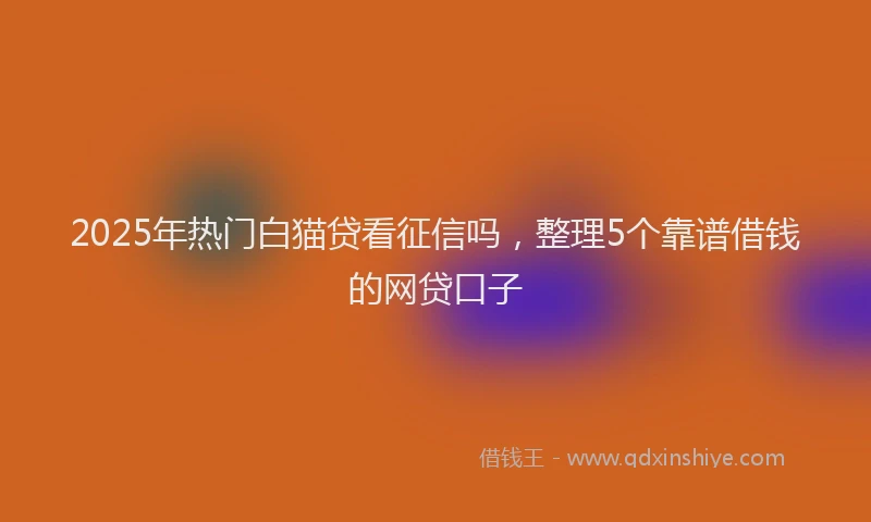 2025年热门白猫贷看征信吗，整理5个靠谱借钱的网贷口子