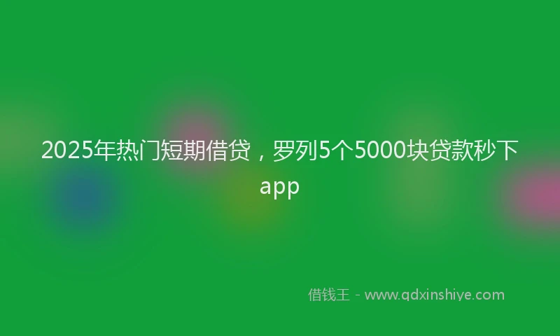 2025年热门短期借贷，罗列5个5000块贷款秒下app