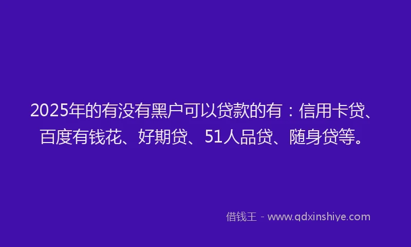 2025年的有没有黑户可以贷款的有：信用卡贷、百度有钱花、好期贷、51人品贷、随身贷等。