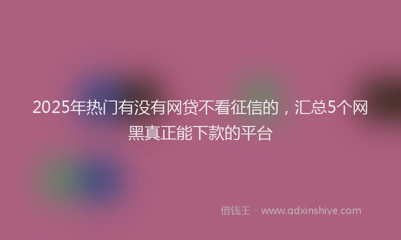 2025年热门有没有网贷不看征信的，汇总5个网黑真正能下款的平台