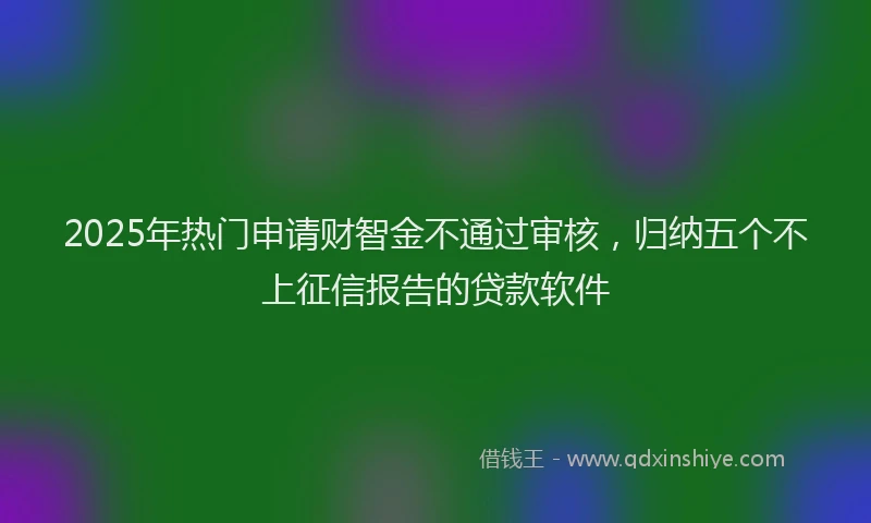 2025年热门申请财智金不通过审核，归纳五个不上征信报告的贷款软件