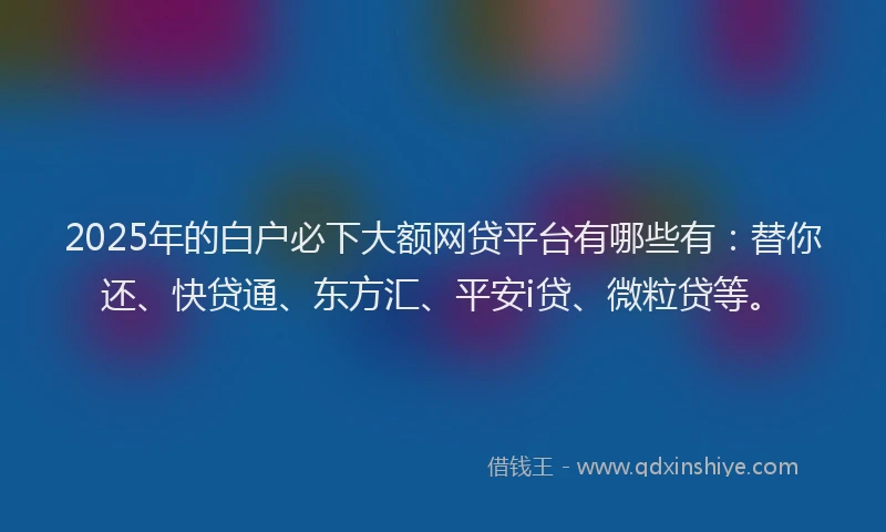 2025年的白户必下大额网贷平台有哪些有：替你还、快贷通、东方汇、平安i贷、微粒贷等。