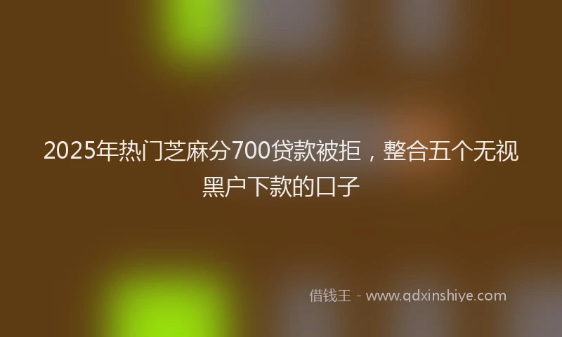 2025年热门芝麻分700贷款被拒，整合五个无视黑户下款的口子