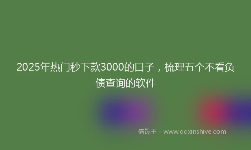 2025年热门秒下款3000的口子，梳理五个不看负债查询的软件