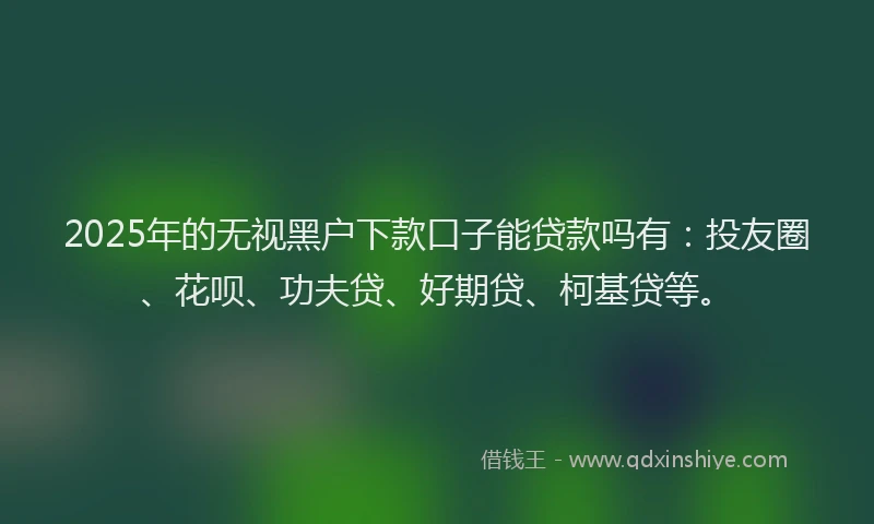 2025年的无视黑户下款口子能贷款吗有：投友圈、花呗、功夫贷、好期贷、柯基贷等。