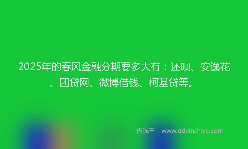 2025年的春风金融分期要多大有：还呗、安逸花、团贷网、微博借钱、柯基贷等。