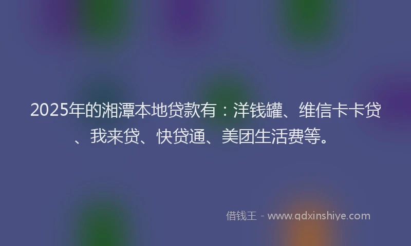 2025年的湘潭本地贷款有：洋钱罐、维信卡卡贷、我来贷、快贷通、美团生活费等。
