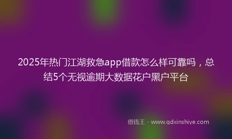 2025年热门江湖救急app借款怎么样可靠吗，总结5个无视逾期大数据花户黑户平台