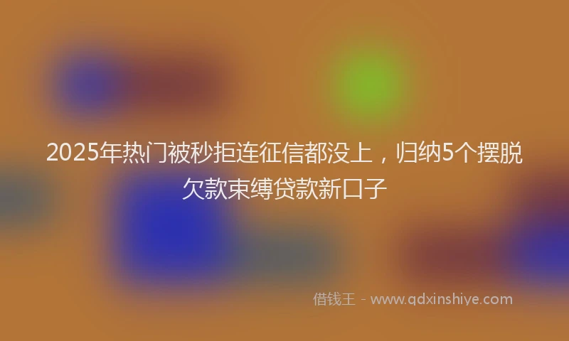 2025年热门被秒拒连征信都没上，归纳5个摆脱欠款束缚贷款新口子