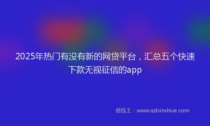 2025年热门有没有新的网贷平台，汇总五个快速下款无视征信的app