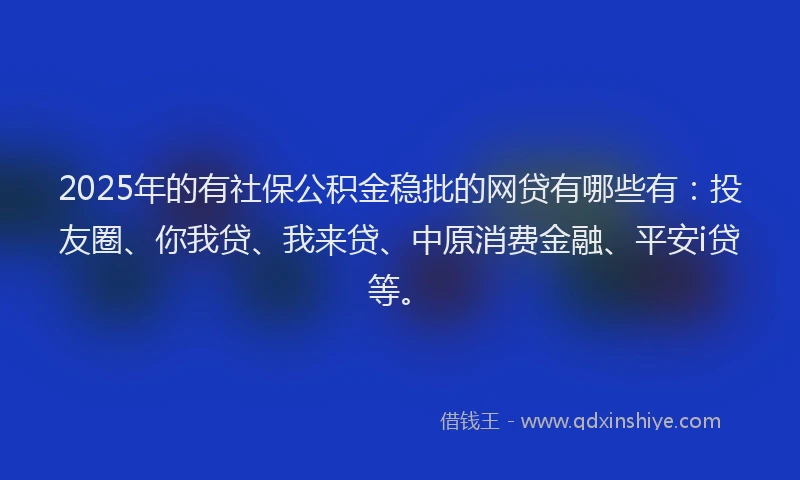 2025年的有社保公积金稳批的网贷有哪些有：投友圈、你我贷、我来贷、中原消费金融、平安i贷等。