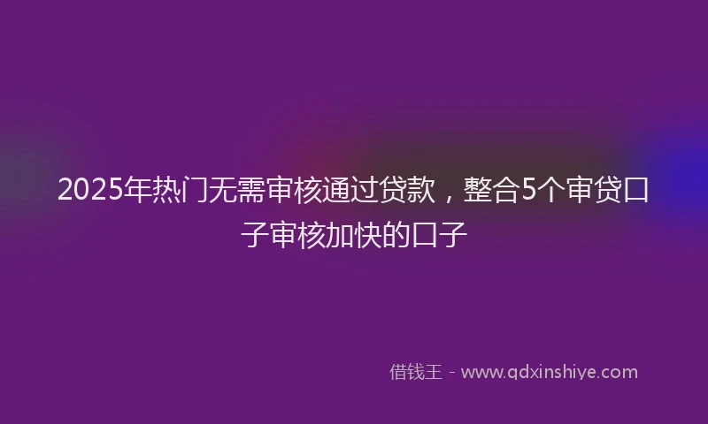 2025年热门无需审核通过贷款，整合5个审贷口子审核加快的口子
