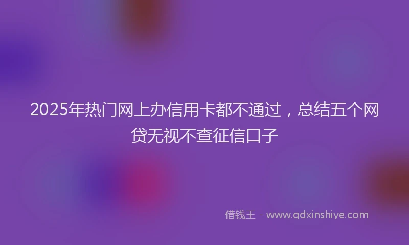 2025年热门网上办信用卡都不通过，总结五个网贷无视不查征信口子