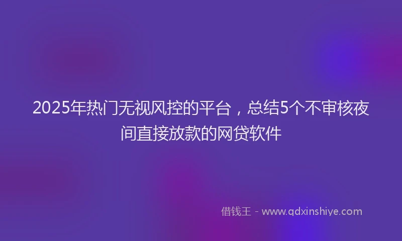 2025年热门无视风控的平台，总结5个不审核夜间直接放款的网贷软件