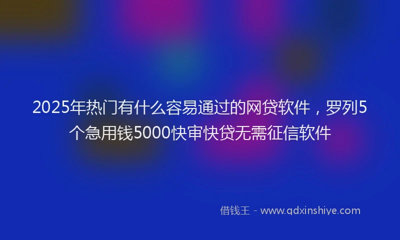 2025年热门有什么容易通过的网贷软件，罗列5个急用钱5000快审快贷无需征信软件