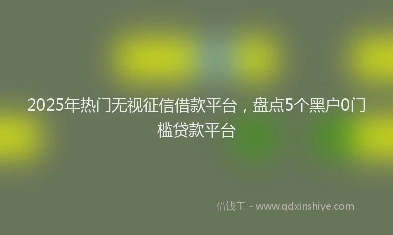 2025年热门无视征信借款平台，盘点5个黑户0门槛贷款平台