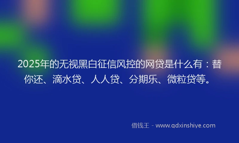2025年的无视黑白征信风控的网贷是什么有：替你还、滴水贷、人人贷、分期乐、微粒贷等。