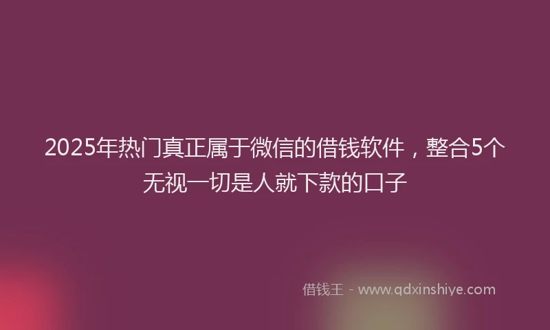 2025年热门真正属于微信的借钱软件，整合5个无视一切是人就下款的口子