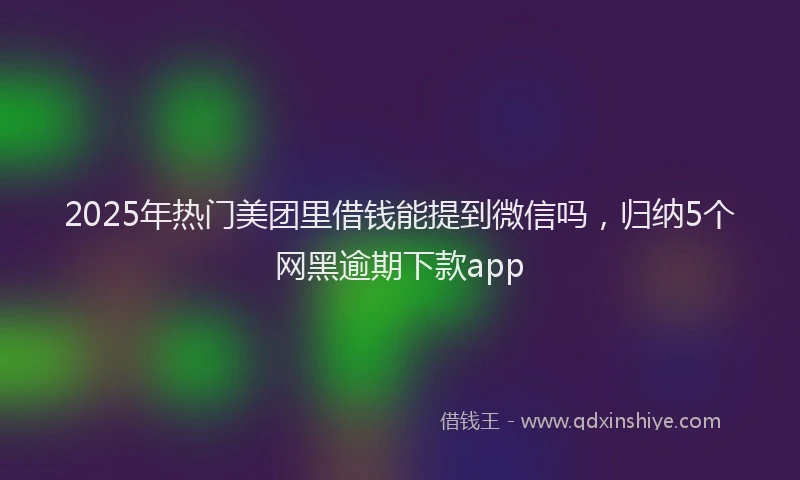 2025年热门美团里借钱能提到微信吗,归纳5个网黑逾期下款app