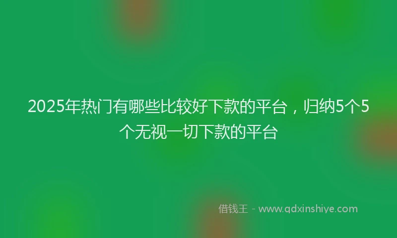 2025年热门有哪些比较好下款的平台，归纳5个5个无视一切下款的平台