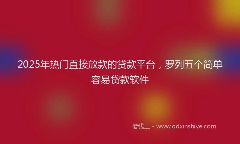 2025年热门直接放款的贷款平台，罗列五个简单容易贷款软件