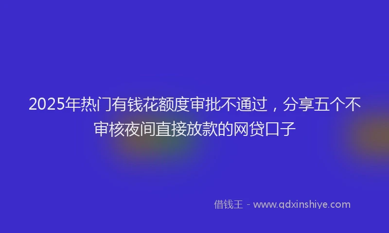 2025年热门有钱花额度审批不通过，分享五个不审核夜间直接放款的网贷口子