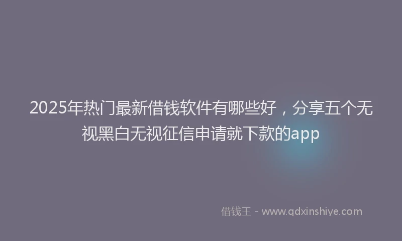 2025年热门最新借钱软件有哪些好，分享五个无视黑白无视征信申请就下款的app