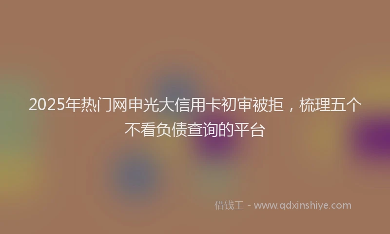 2025年热门网申光大信用卡初审被拒，梳理五个不看负债查询的平台