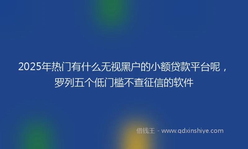 2025年热门有什么无视黑户的小额贷款平台呢，罗列五个低门槛不查征信的软件