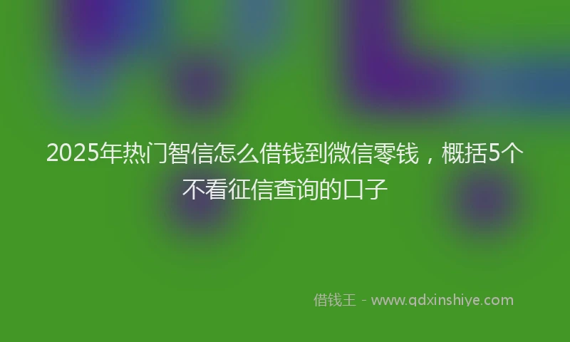 2025年热门智信怎么借钱到微信零钱，概括5个不看征信查询的口子