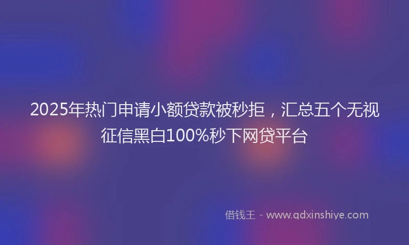2025年热门申请小额贷款被秒拒，汇总五个无视征信黑白100%秒下网贷平台