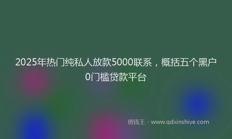 2025年热门纯私人放款5000联系，概括五个黑户0门槛贷款平台
