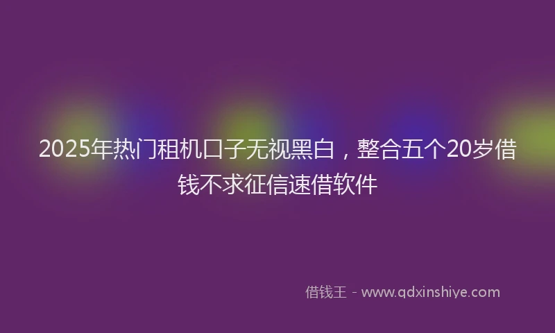 2025年热门租机口子无视黑白，整合五个20岁借钱不求征信速借软件