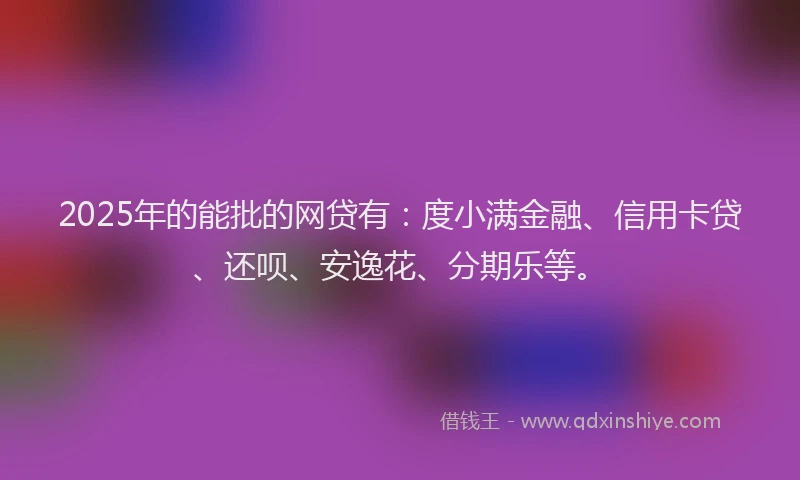 2025年的能批的网贷有：度小满金融、信用卡贷、还呗、安逸花、分期乐等。