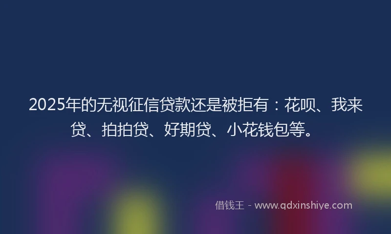 2025年的无视征信贷款还是被拒有：花呗、我来贷、拍拍贷、好期贷、小花钱包等。