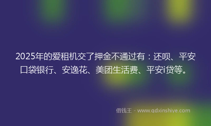 2025年的爱租机交了押金不通过有：还呗、平安口袋银行、安逸花、美团生活费、平安i贷等。