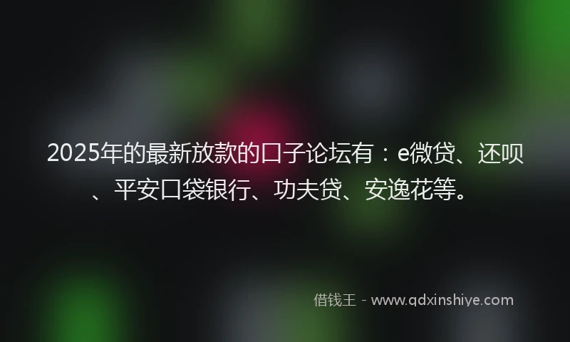 2025年的最新放款的口子论坛有：e微贷、还呗、平安口袋银行、功夫贷、安逸花等。