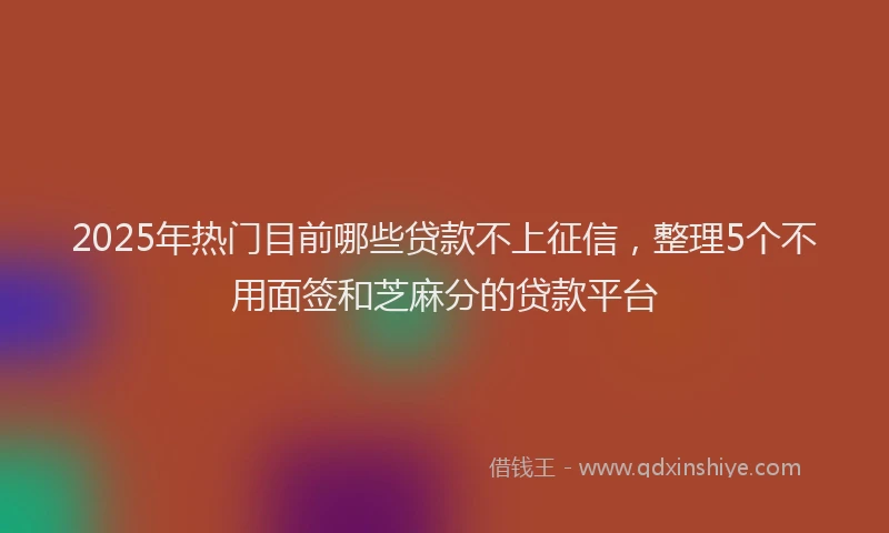 2025年热门目前哪些贷款不上征信，整理5个不用面签和芝麻分的贷款平台