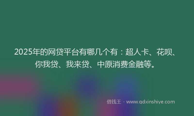 2025年的网贷平台有哪几个有：超人卡、花呗、你我贷、我来贷、中原消费金融等。