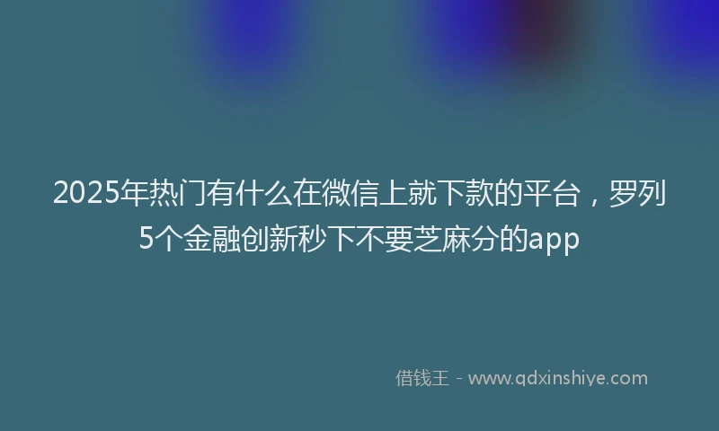2025年热门有什么在微信上就下款的平台，罗列5个金融创新秒下不要芝麻分的app