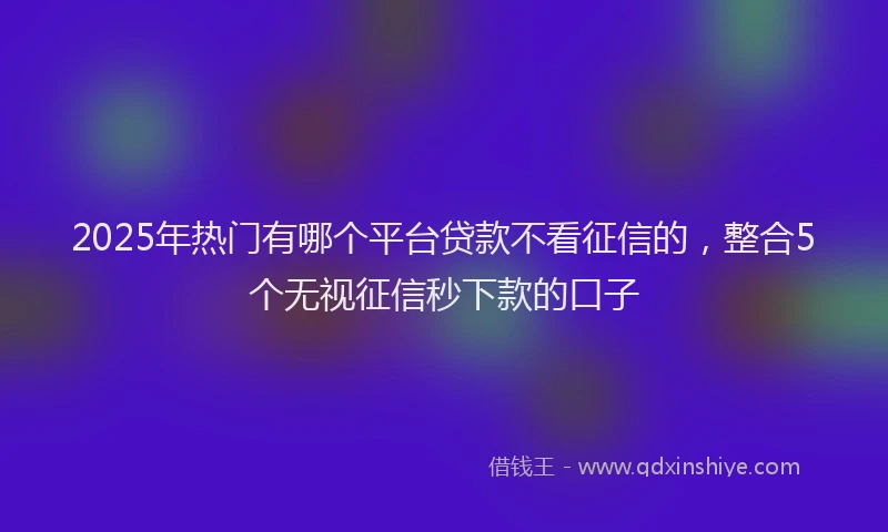2025年热门有哪个平台贷款不看征信的，整合5个无视征信秒下款的口子