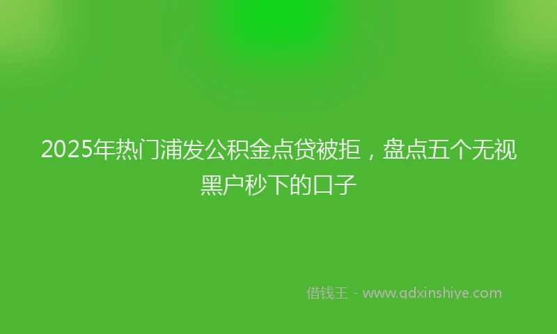 2025年热门浦发公积金点贷被拒，盘点五个无视黑户秒下的口子