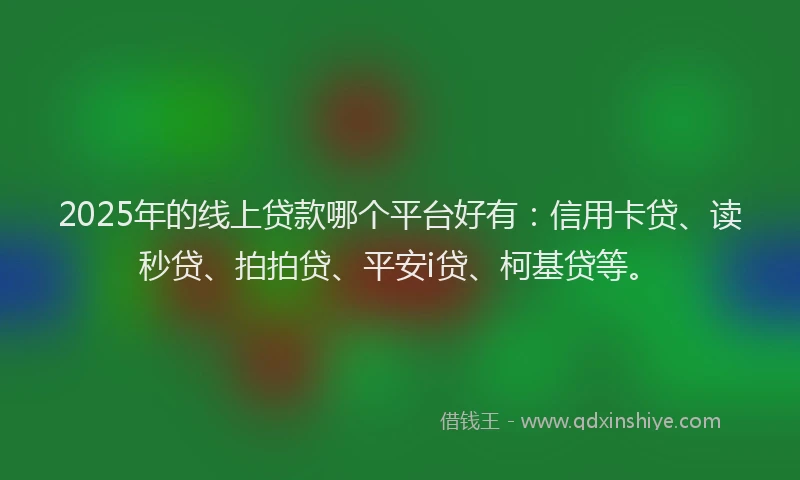 2025年的线上贷款哪个平台好有：信用卡贷、读秒贷、拍拍贷、平安i贷、柯基贷等。