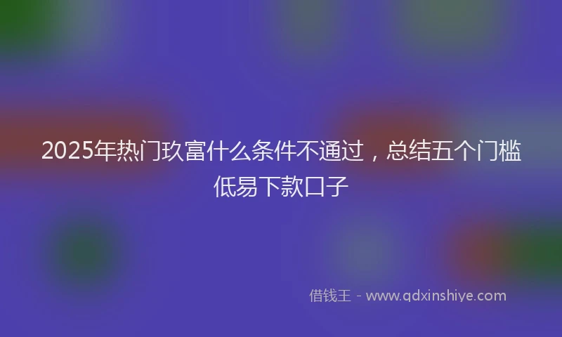 2025年热门玖富什么条件不通过，总结五个门槛低易下款口子