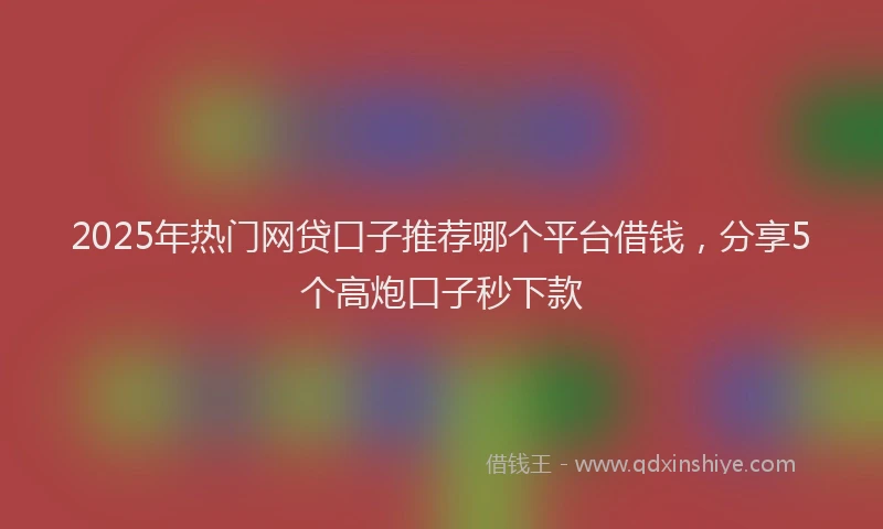 2025年热门网贷口子推荐哪个平台借钱，分享5个高炮口子秒下款