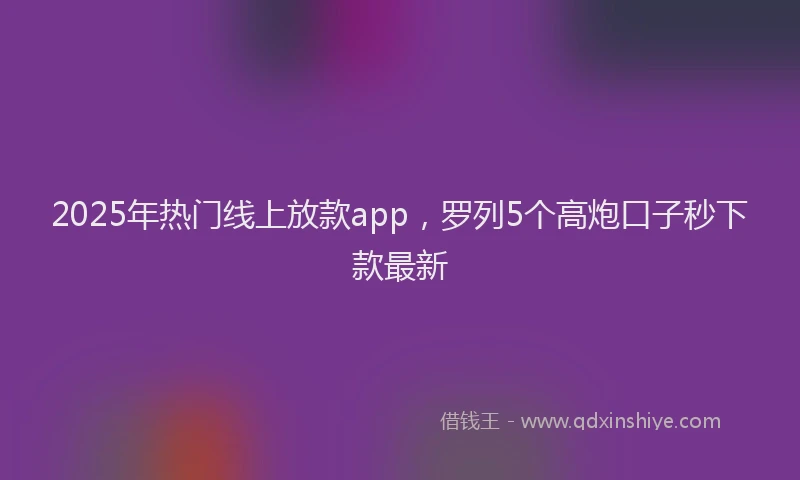 2025年热门线上放款app，罗列5个高炮口子秒下款最新